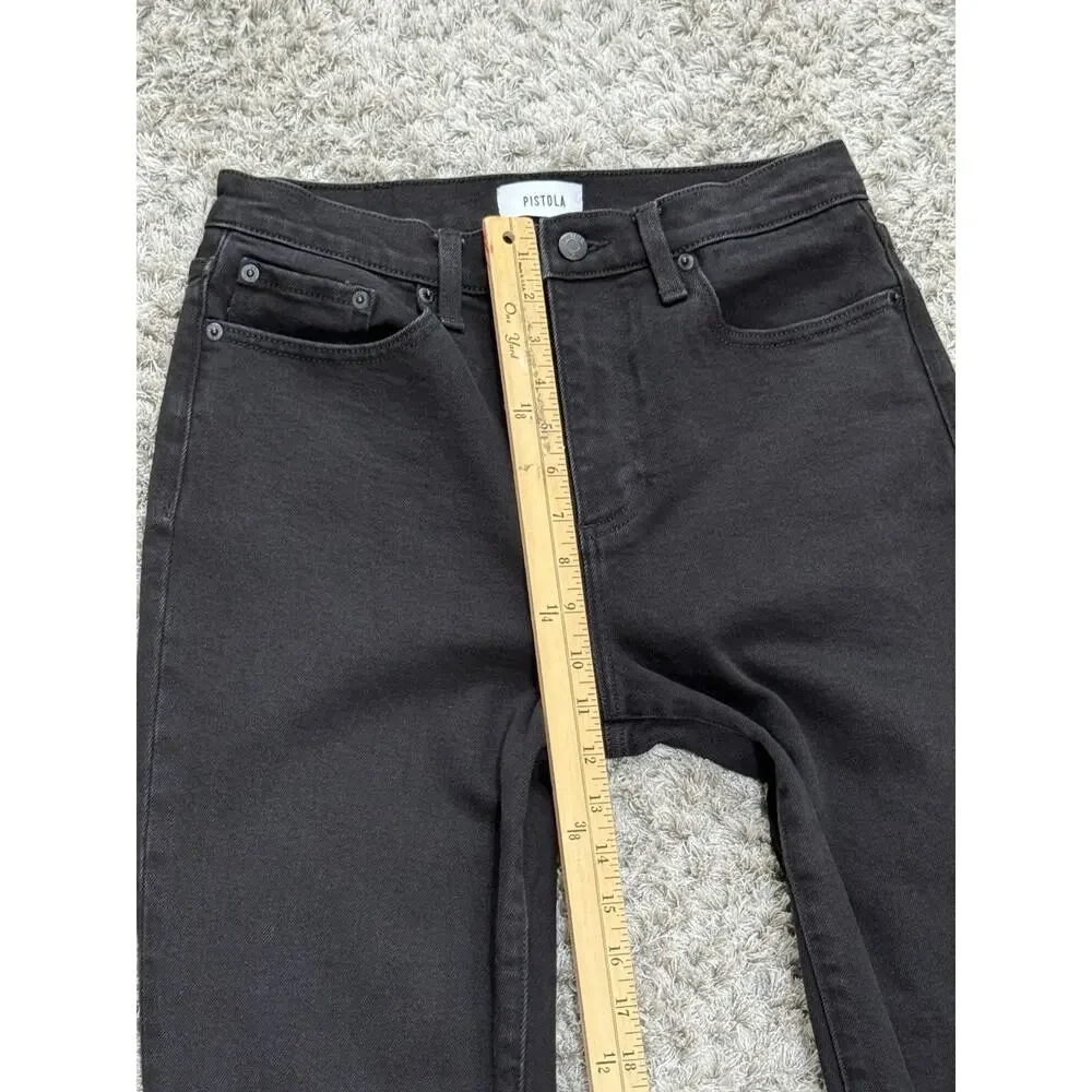 Pistola Black Raw Fringe Hem Crop Bootcut Jeans Womens Size 28 Stretch Denim